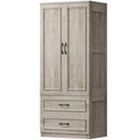 Freestanding Wardrobe Closet with 2 Doors and 2 Drawers – 70" H x 28" W