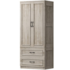 Freestanding Wardrobe Closet with 2 Doors and 2 Drawers – 70" H x 28" W