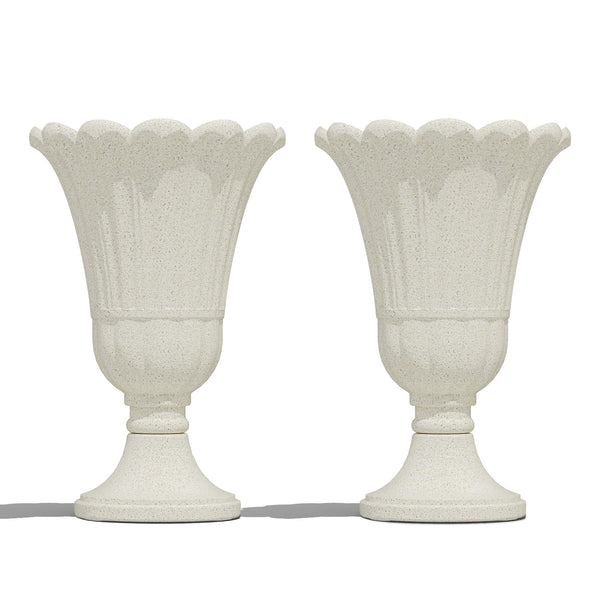 Tall Planters for Outdoor Plants Set of 2 with Drainage Holes