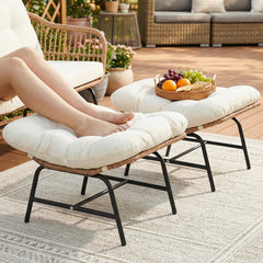 Outdoor Wicker Ottoman Set of 2