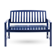 Acacia Wood Farmhouse Bench – PU Navy Blue