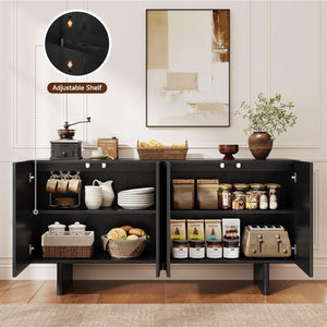 63" Fluted Sideboard Buffet Cabinet with Adjustable Shelves