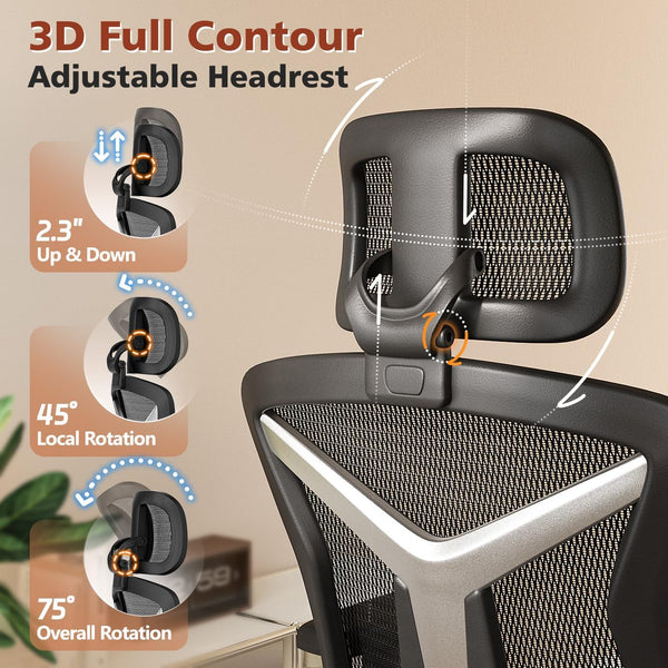 Ergonomic Office Chair with Footrest & Adjustable Lumbar Support