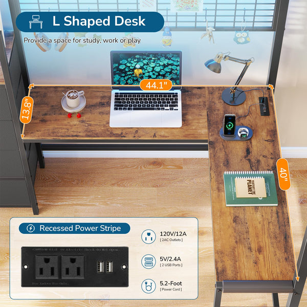 Twin Loft Bed with L-Shaped Desk & Storage Drawers