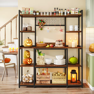 55" Wide 5-Tier Baker's Rack with Hutch & 11 Hooks