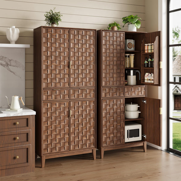 71" Tall Pantry Cabinet with Doors, Drawers & Adjustable Shelves