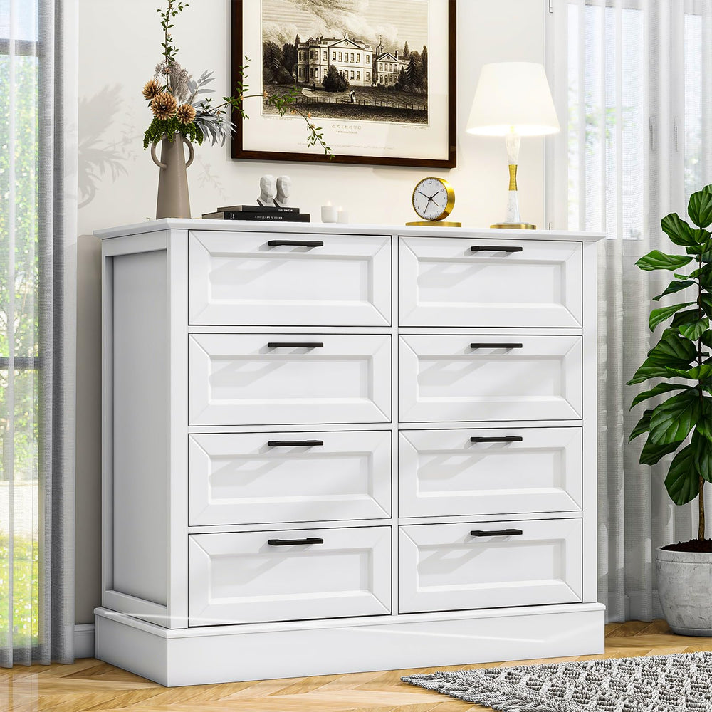 White Wood Dresser with Drawers – Chest of Drawers for Bedroom