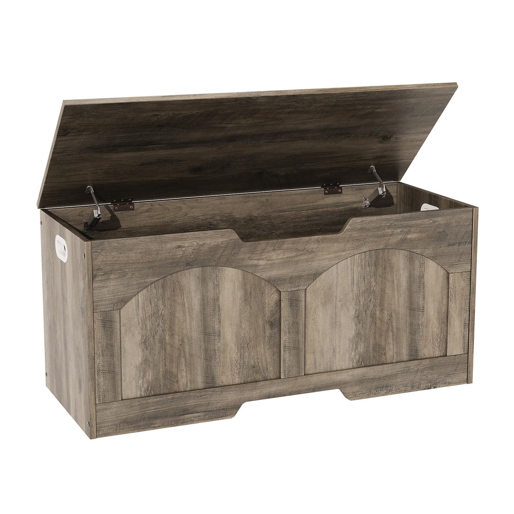 Retro Wooden Storage Bench with Safety Hinges