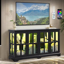 4-Door LED Glass Curio Cabinet with Adjustable Shelves