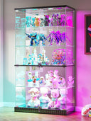 5-Tier Glass Display Cabinet with RGB Lights & Lock