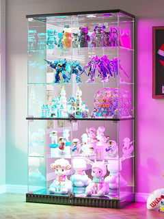 5-Tier Glass Display Cabinet with RGB Lights & Lock