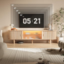 70-Inch Fluted TV Stand with LED Lights & Sliding Doors
