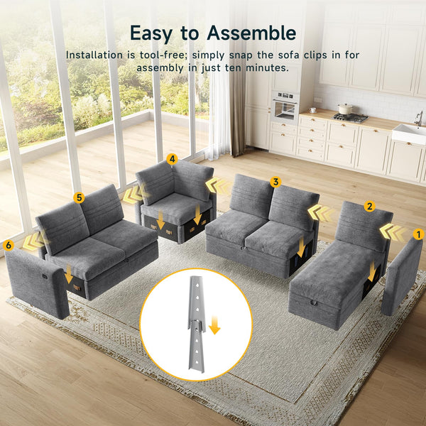 Modular Sectional Sleeper Sofa with Pull-Out Bed
