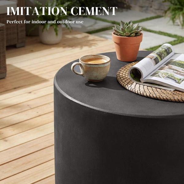 Round Concrete Finish Side Table with Adjustable Feet