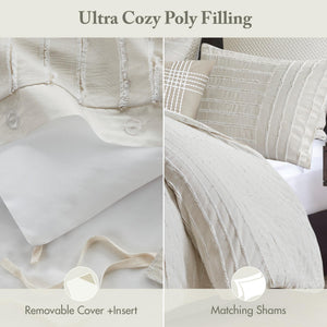 Cotton Clipped Jacquard Comforter Set with Removable Cover