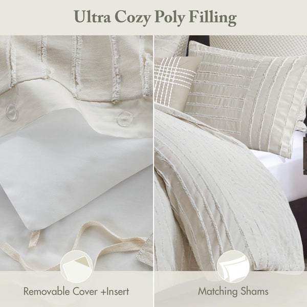 Cotton Clipped Jacquard Comforter Set with Removable Cover