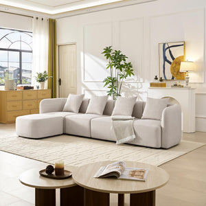 118" L-Shaped Modular Sectional Sofa with Ottoman