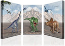 Dinosaur Canvas Wall Art – 3-Panel Framed Set, 16"x24" Each