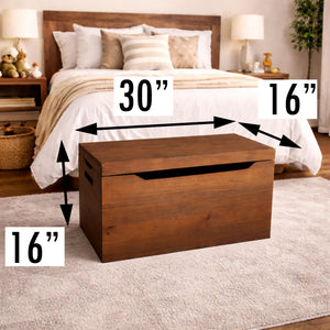 Solid Wood Storage Chest with Lid & Handles