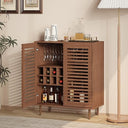 Mid-Century Bar Cabinet with Wine Rack & Slatted Doors