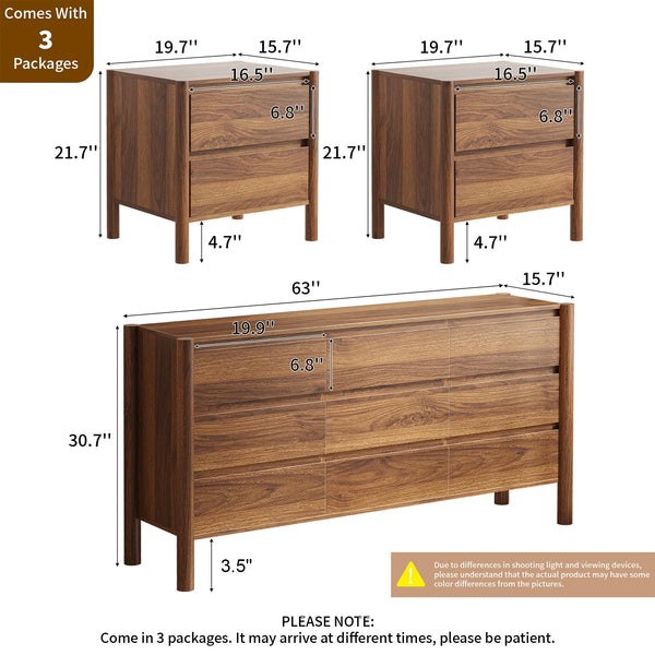 3-Piece Bedroom Dresser Set with Nightstands