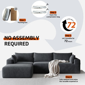 108" Modular L-Shaped Cloud Sectional Sofa with Deep Seat & Chaise