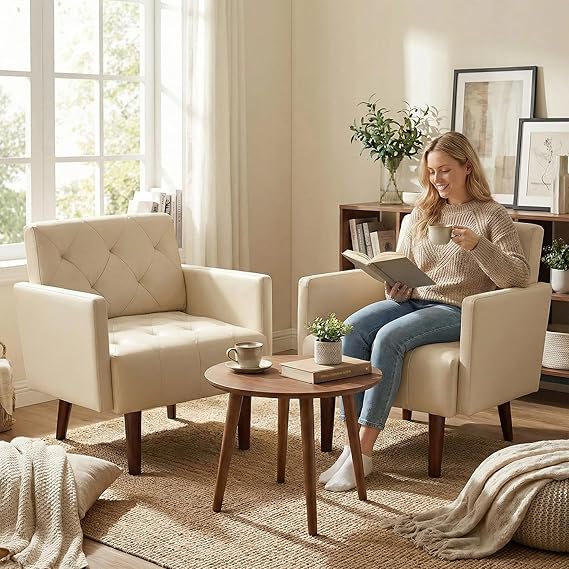 PU Leather Tufted Accent Armchair