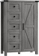 5-Drawer Dresser with Barn Door & Adjustable Shelves