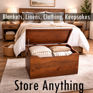 Solid Wood Storage Chest with Lid & Handles