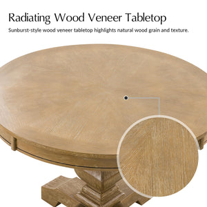 42-Inch Round Farmhouse Dining Table with Pedestal Base — Seats 4