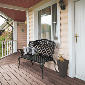 42.5" Antique Cast Aluminum Outdoor Garden Bench – 2-3 Person Seating