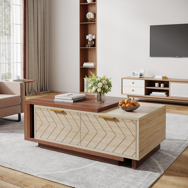 Extendable Coffee Table with Storage Drawers & Sliding Tabletop