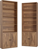 6-Tier Industrial Bookcase with Doors, Set of 2