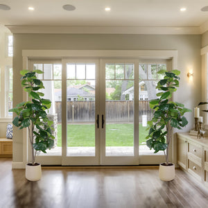 Artificial Fiddle Leaf Fig Tree with White Planter