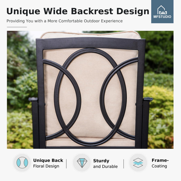 Outdoor Wicker Swivel Patio Dining Chairs with Cushions