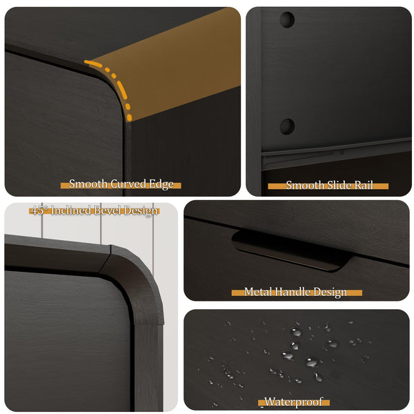 Modern 2-Drawer Nightstand with Curved Edges