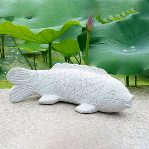 Hand Carved Granite Fish Garden Statue — Outdoor Lawn & Patio Decor