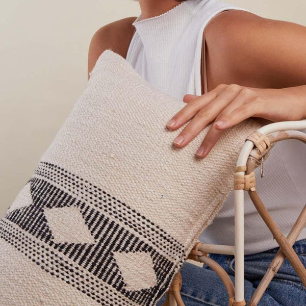 Lumbar Pillow Cover 12x20 – Cotton Textured Accent Cushion