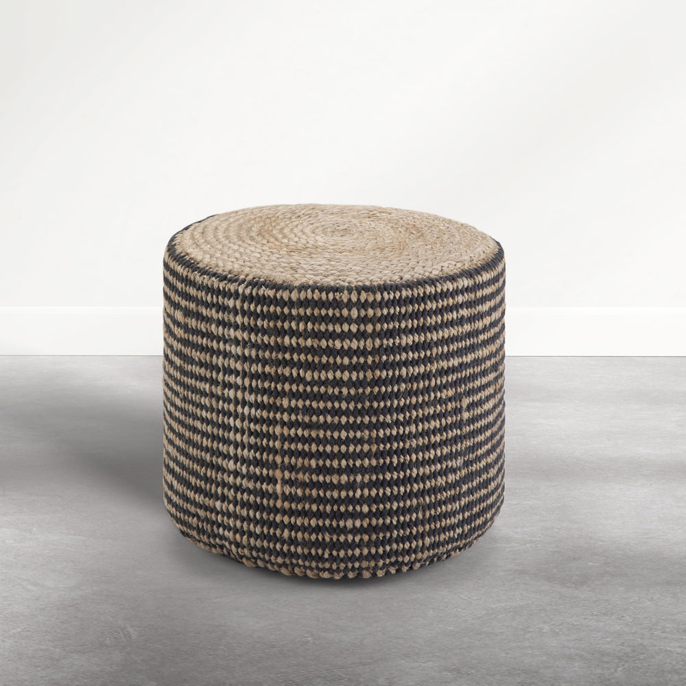 Round Braided Jute Pouf Ottoman