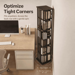 6-Tier Rotating Bamboo Bookshelf Tower