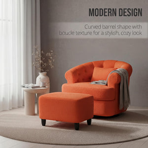 Barrel Swivel Accent Chair with Ottoman