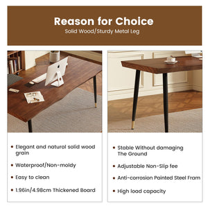 55-Inch Solid Wood Live Edge Desk with Metal Frame