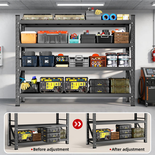 Heavy Duty 4-Tier Adjustable Metal Garage Shelving Unit