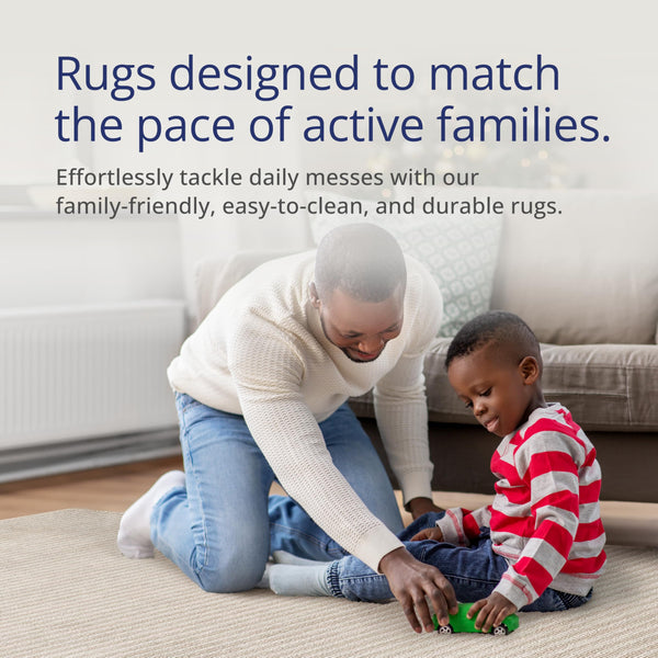 Cream Textured Stripe Area Rug – Machine Washable