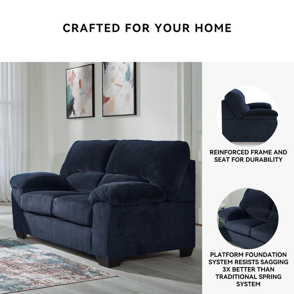 Corduroy Loveseat – Contemporary 2-Seat Sofa
