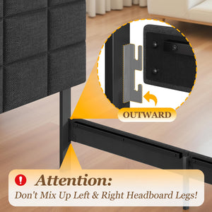 Queen Platform Bed Frame with Adjustable Upholstered Headboard