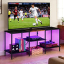 TV Stand with LED Lights & Power Outlets – 3-Tier Entertainment Center for 50" TVs