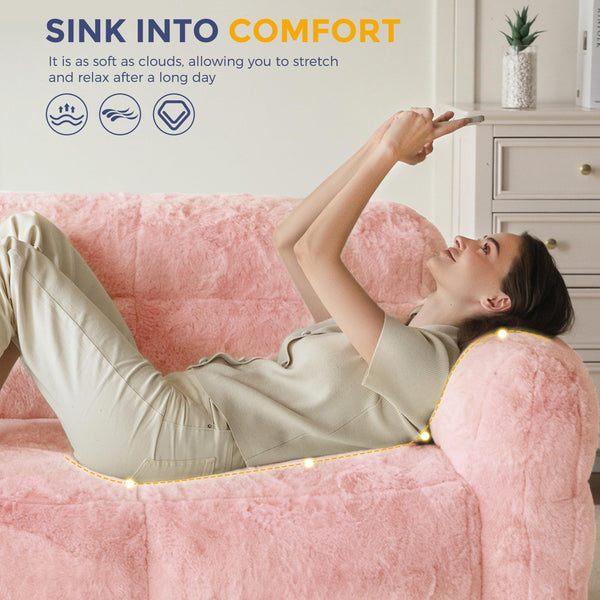 Giant Bean Bag Chair – Fluffy Faux Fur Loveseat Floor Sofa