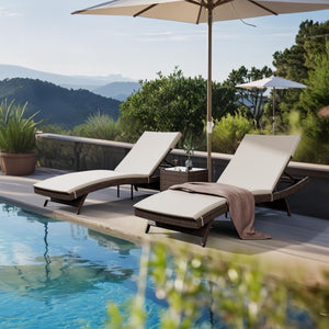 Outdoor Patio Chaise Lounge Set with Adjustable Backrest & Cushions
