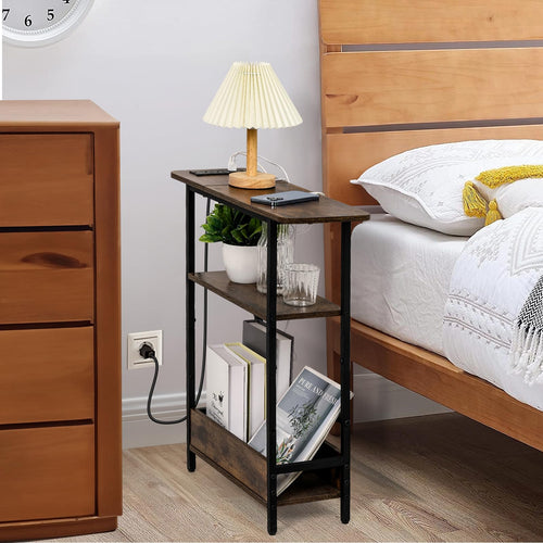 Narrow Side Table with USB-C Charging Station
